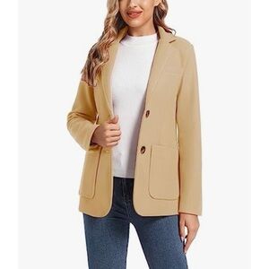 TONCHENGSD Wool Blend Blazer Suit Jacket in Yellow-Orange Women's Size XL